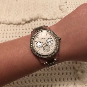 Silver Fossil Watch Womens